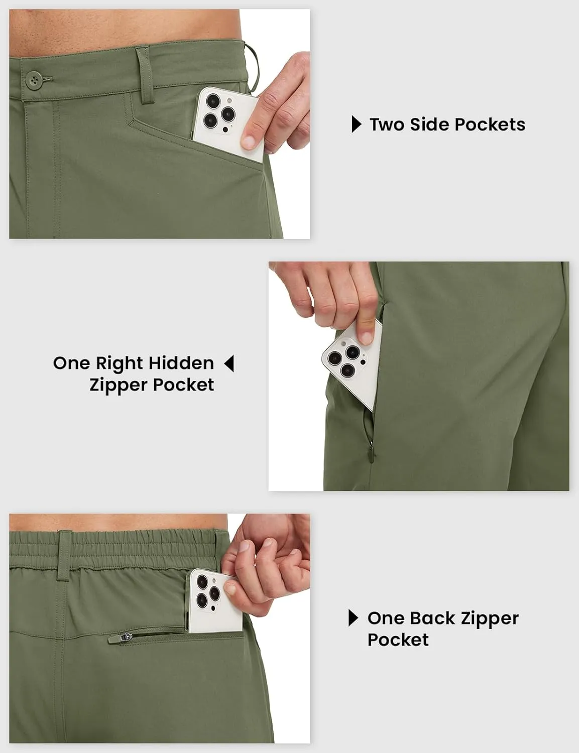 BGOWATU Men's Golf Shorts Stretch Casual Dress Work Shorts Hiking Shorts with 4 Pockets 11 Inch Inseam Lightweight
