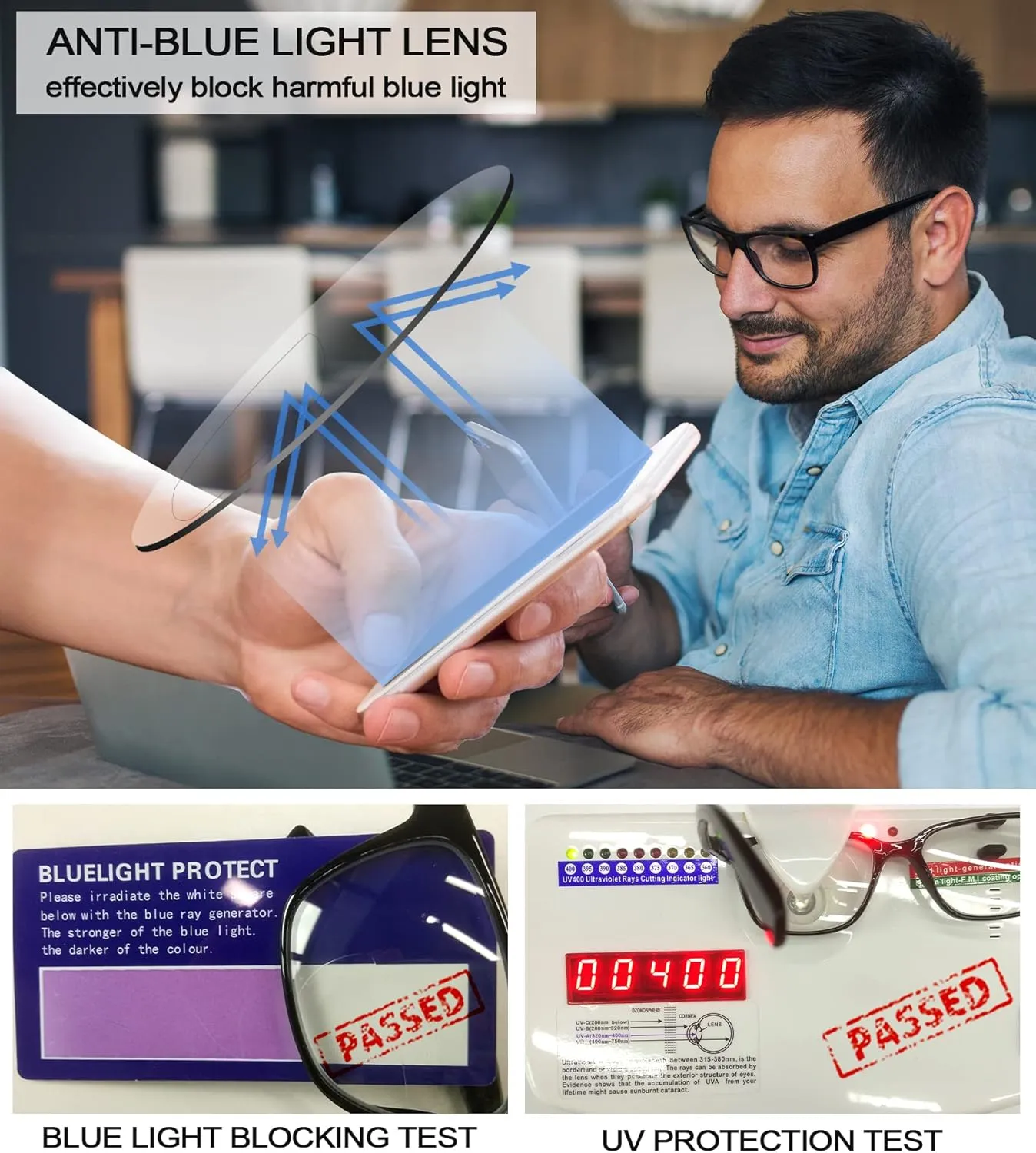 Bifocal Reading Glasses Men Blue Light Blocking Computer Readers 1.0 1.25 1.5 1.75 2.0 2.25 2.5 2.75 3.0 3.25 3.5