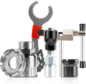 Bike Repair Tool Kit of 7, Bike Sprocket Removal Tool Includes 3-in-1 Cassette Remover Wrench Crank Puller Extractor Chain Breaker Spoke Wrench Freewheel Remover Bottom Bracket Removal Accessories Set