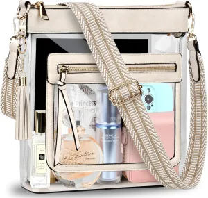 BKNOOU Clear Purses for Women - Crossbody Bags for Stadium Events & Concerts - Approved Clear Shoulder Bag