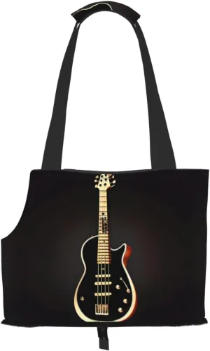 Black Guitar Printed Pet Shoulder Bag, Specially Designed for Small Dogs and Cats, Multifunctional Shoulder and Handbag