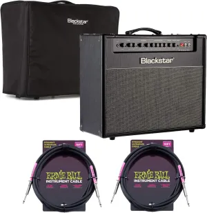 Blackstar HT Club 40 Mark II 1×12″ 40-watt Tube Combo Amp, Blackstar Cover, (2) ErnieBall Guitar Cable Bundle