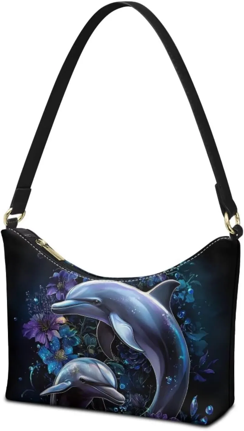 BLeather Underarm Bag for Women Shoulder Handbag with Zipper Fashion Travel Purse