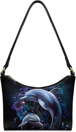BLeather Underarm Bag for Women Shoulder Handbag with Zipper Fashion Travel Purse