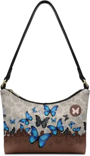 BLeather Underarm Bag for Women Shoulder Handbag with Zipper Fashion Travel Purse