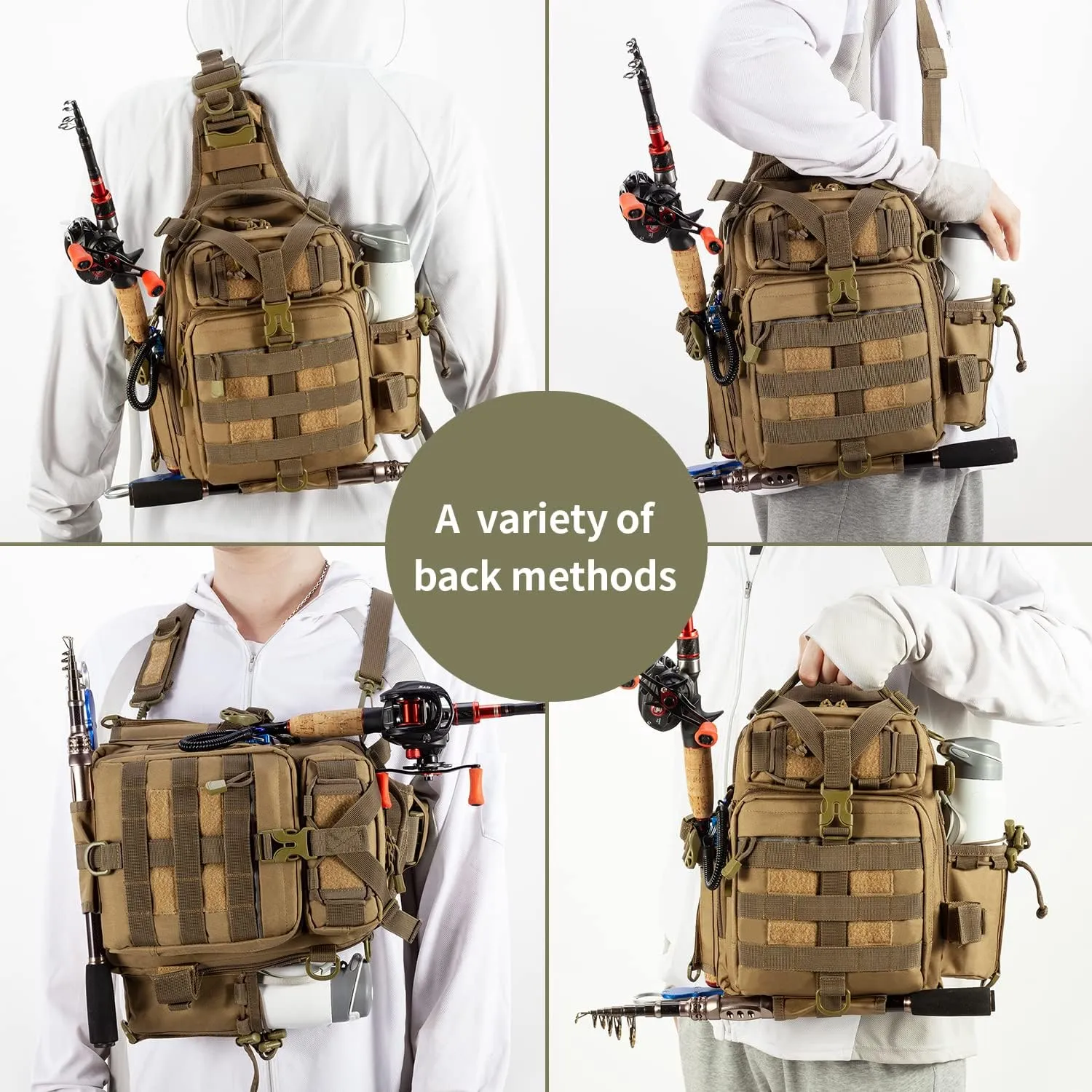 BLISSWILL Outdoor Tackle Bag - Large Water-Resistant Fishing Backpack