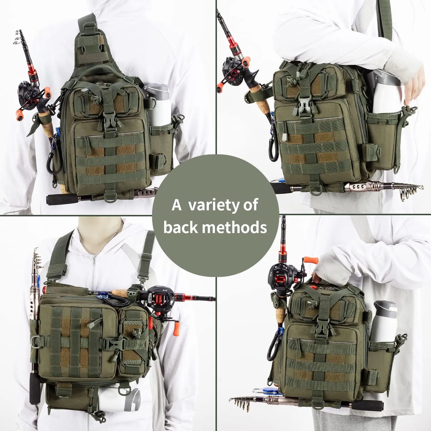 BLISSWILL Outdoor Tackle Bag - Large Water-Resistant Fishing Backpack