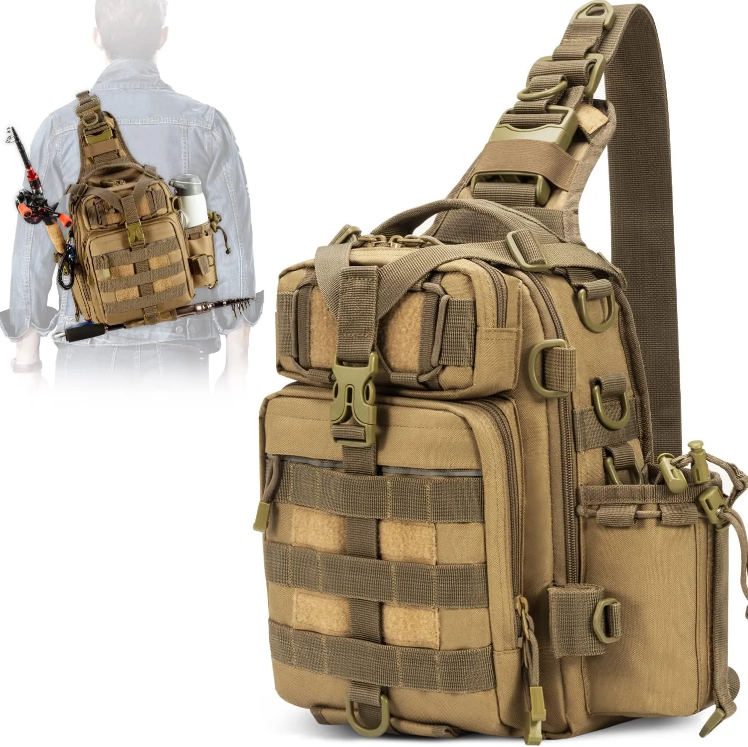 BLISSWILL Outdoor Tackle Bag - Large Water-Resistant Fishing Backpack
