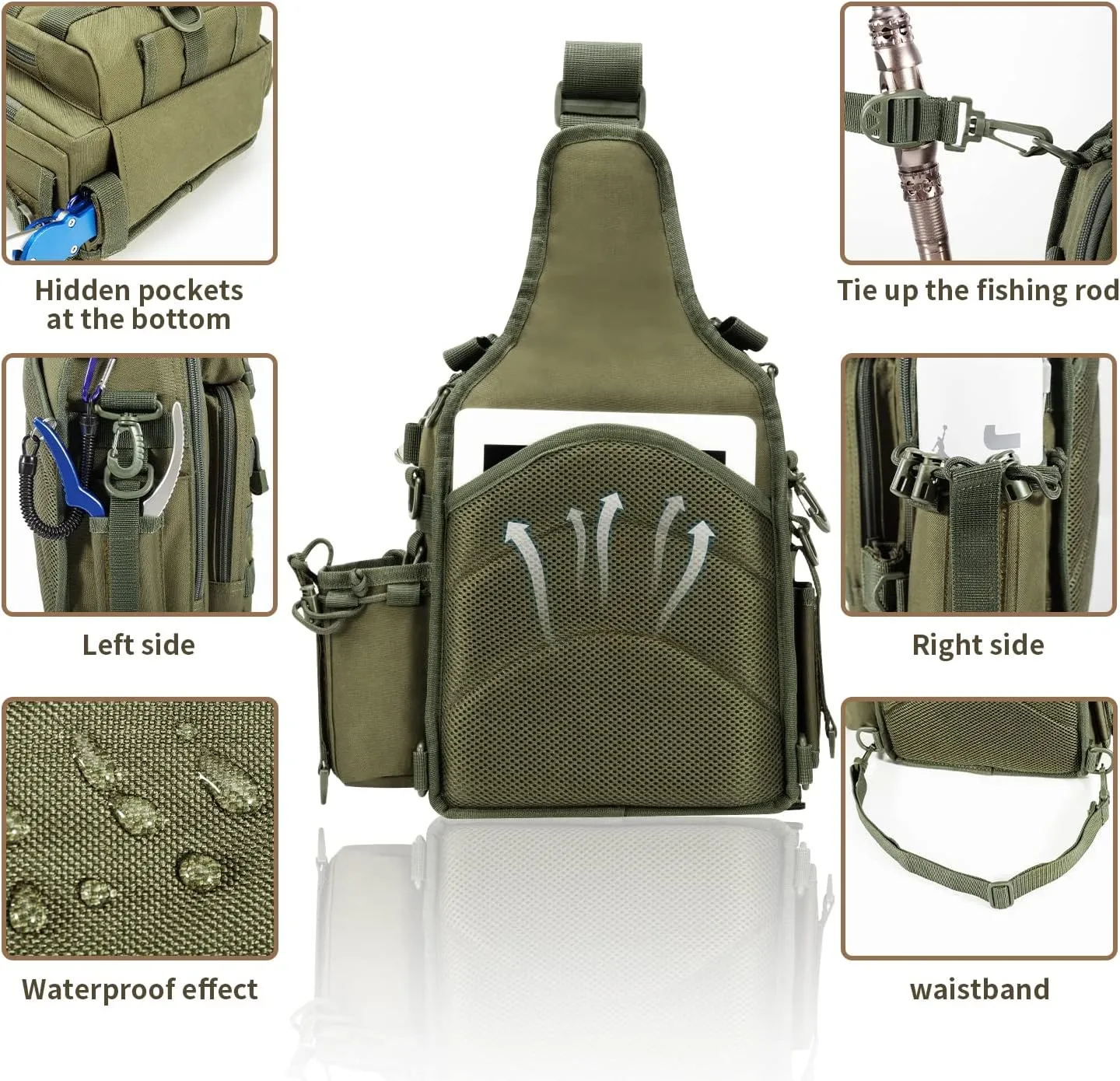 BLISSWILL Outdoor Tackle Bag - Large Water-Resistant Fishing Backpack