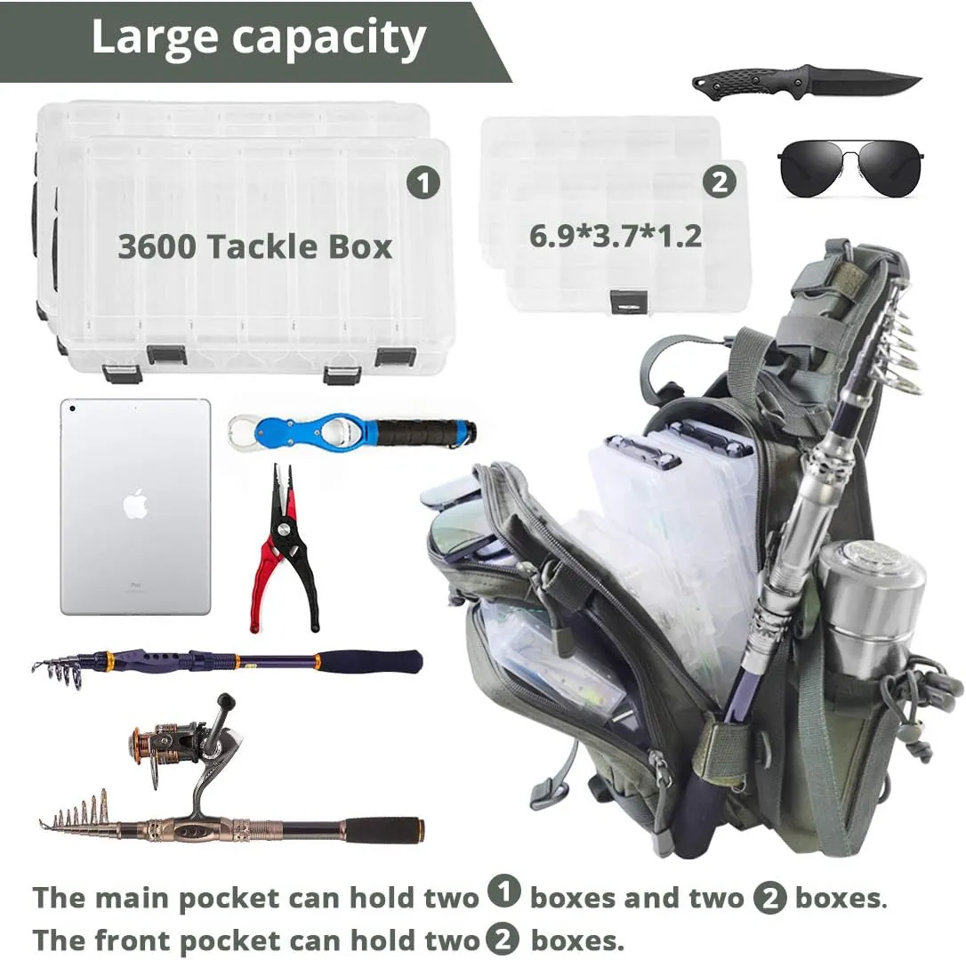 BLISSWILL Outdoor Tackle Bag - Large Water-Resistant Fishing Backpack