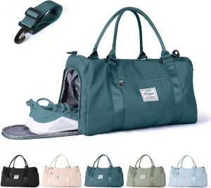 Blue Gym Bag for Women Men, Travel Tote Bag Sport Gym Duffle Bag with Shoe Compartment & Wet Pocket, Carry on Overnight Bag Hospital Bag