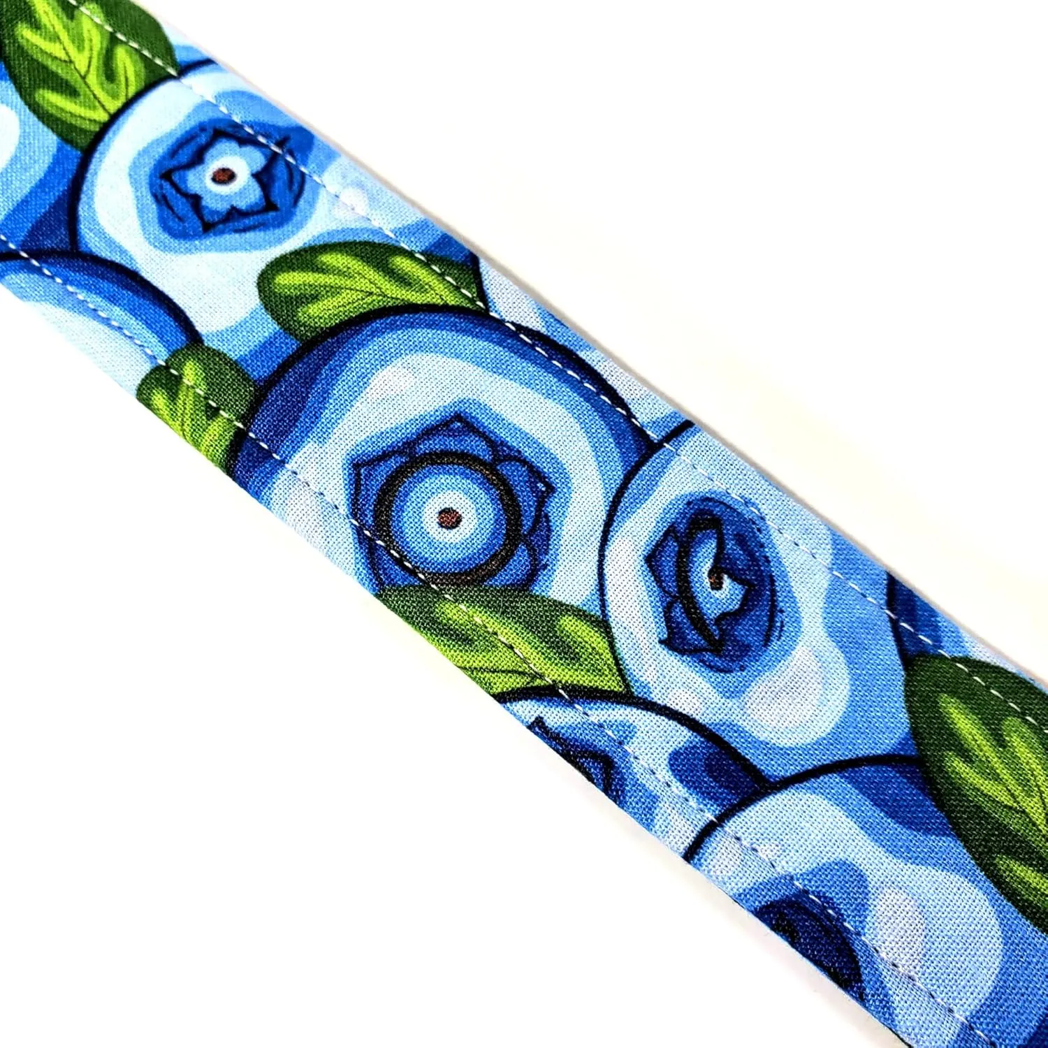 Blueberry Guitar Style Bag Strap - Blueberries Cross Body Strap - Custom Hardware Color- Adjustable -Double Padded-Durable- (2" Width, Gun Metal(Black))