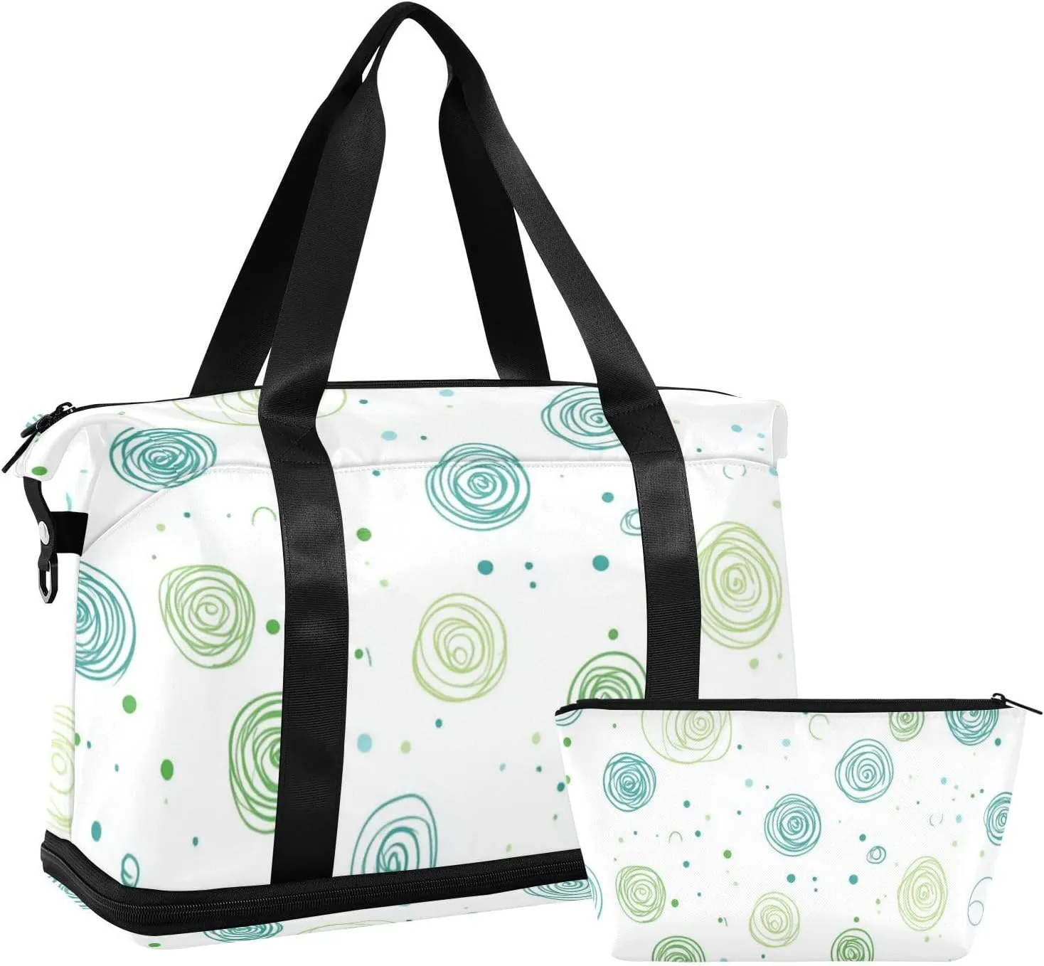 Boho Simple Style Galaxy Circles Duffel Bags Weekend Bag with Toiletry Bag for Trekking 2 Pcs Set