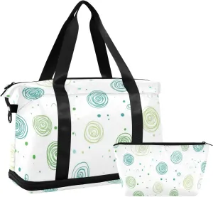 Boho Simple Style Galaxy Circles Duffel Bags Weekend Bag with Toiletry Bag for Trekking 2 Pcs Set