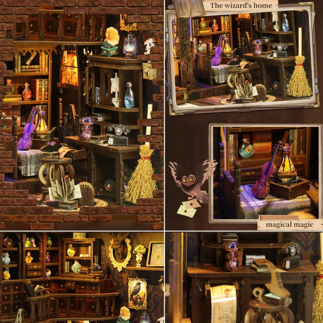 Book Nook Alley Kit, Wooden Cool Book Nook Alley, DIY Bookshelf Miniature Scenes, Bookshelf Model Kit, Book Nook Kits for Adults Fantasy - Magic Study House