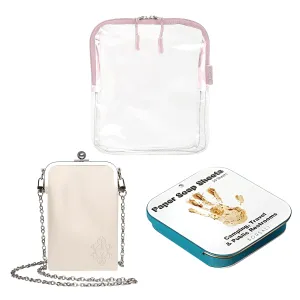 BORSALI Rose TSA Quart Size Bag Approved for Carry On Travel with Cream Small Crossbody Bag for Women and Paper Soap Sheets 1 Case with 50 Sheets To Go