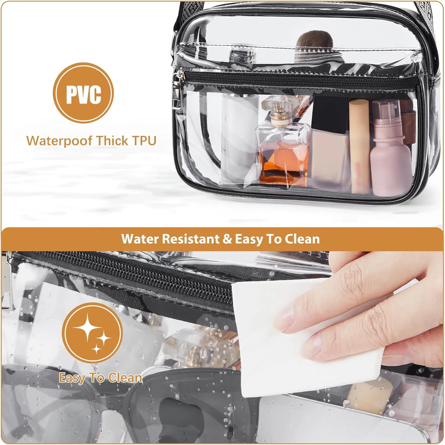 BOSTANTEN Clear Bag for Women Stadium Approved Clear Bags Small Crossbody Purse Trendy for Concerts Sports Events