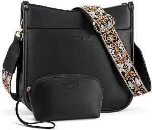 BOSTANTEN Crossbody Bags for Women Trendy Vegan Leather Hobo Handbags Fashion Shoulder Purse with Adjustable Guitar Strap