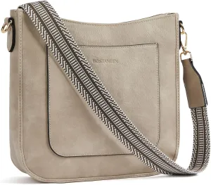 BOSTANTEN Crossbody Bags for Women Trendy Vegan Leather Hobo Handbags Fashion Shoulder Purse with Adjustable Guitar Strap