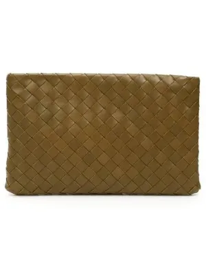 Bottega Veneta Intrecciato Medium Clutch Bag Green