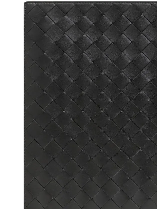 Bottega Veneta Intrecciato Zipper Leather Clutch Bag Black