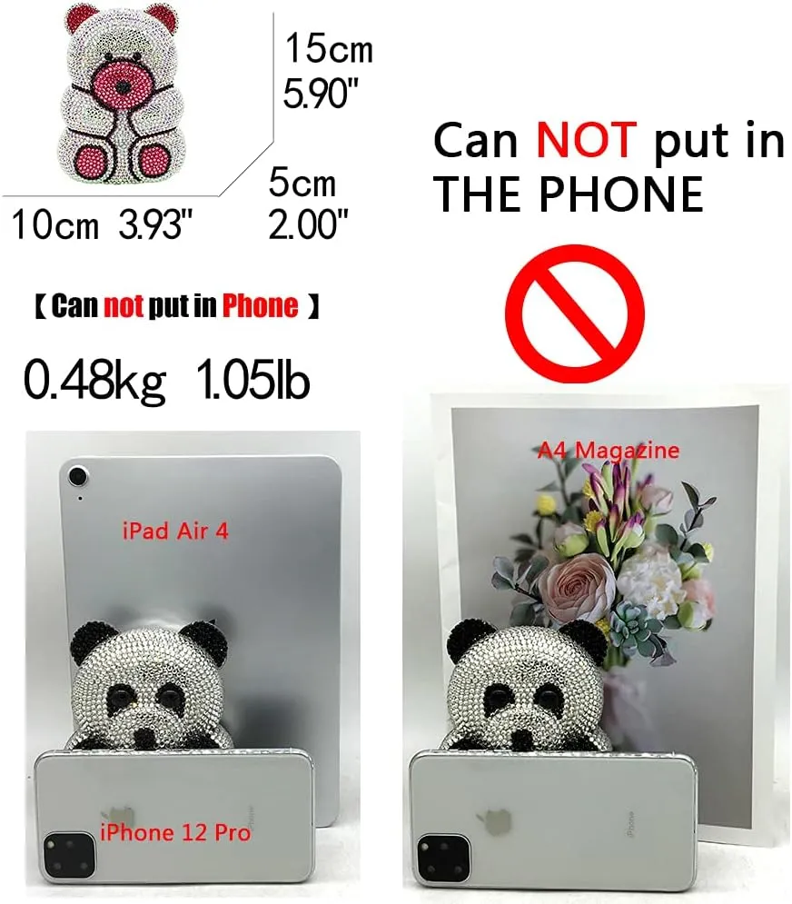 Boutique De FGG Bear Evening Bags and clutches for Women Formal Crystal Clutch Purse Party Animal Rhinestone Handbags,Mini