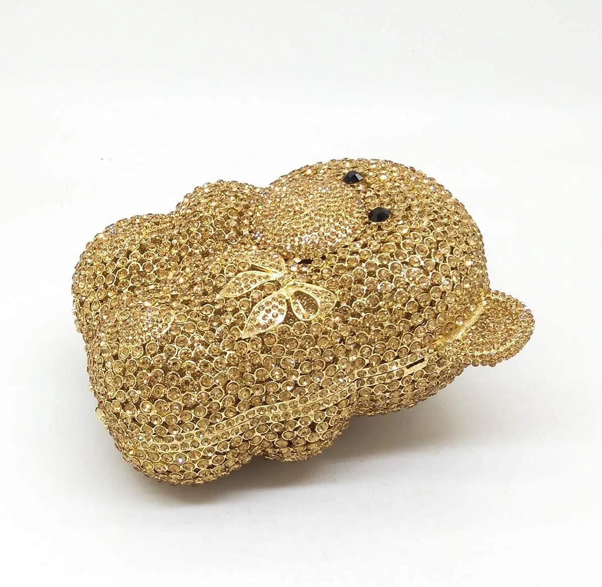 Boutique De FGG Bear Evening Bags and clutches for Women Formal Crystal Clutch Purse Party Animal Rhinestone Handbags,Mini