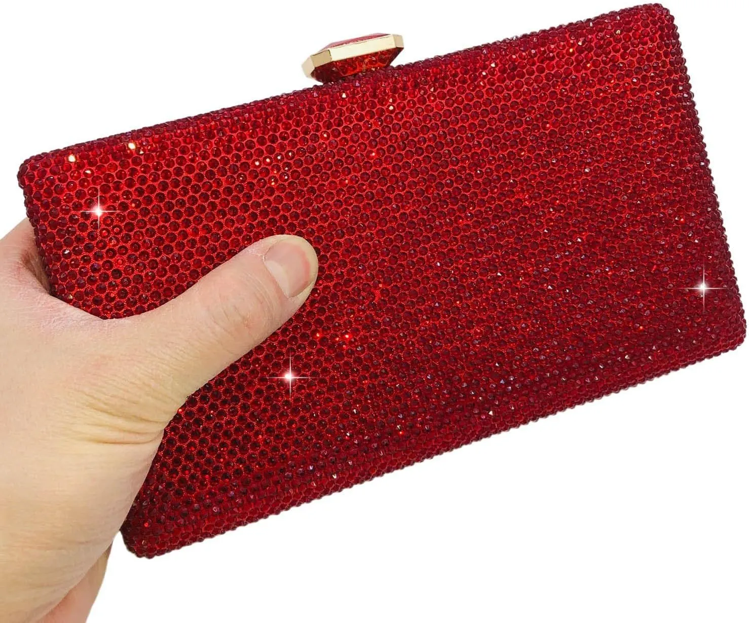 Boutique De FGG Crystal Evening Bags for Women Formal Party Box Clutch Wedding Rhinestone Handbags Bridal Clutch Purse,Mini