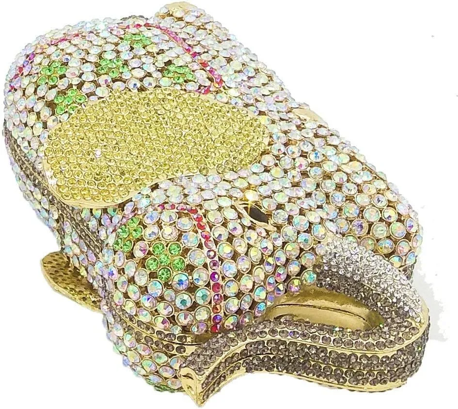 Boutique De FGG Elephant Crystal Clutch Bags Women Animal Rhinestone Evening Handbags Bridal Party Crystal Clutch Purse,Mini