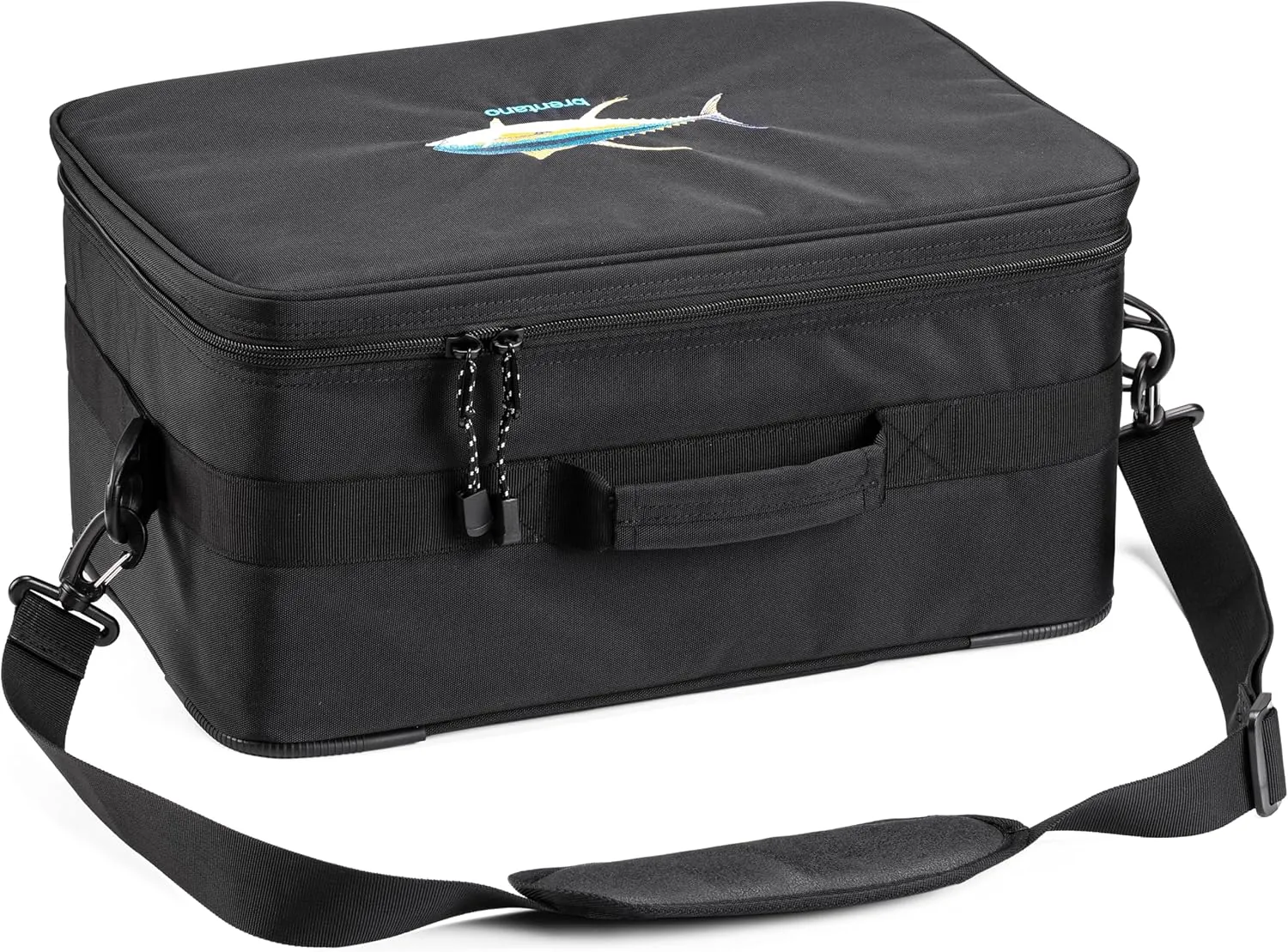BRENTANO OUTDOOR FISHING REEL CASE BAG WATER RESISTANT WITH HARD STRUCTURE FRAME (Black, Large)