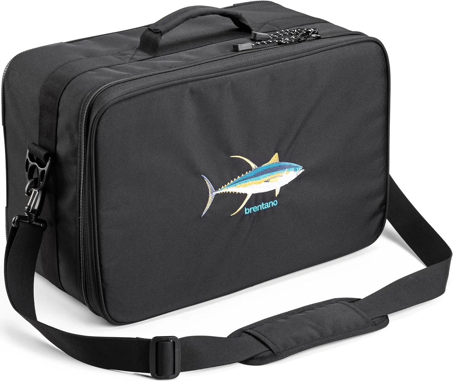 BRENTANO OUTDOOR FISHING REEL CASE BAG WATER RESISTANT WITH HARD STRUCTURE FRAME (Black, Large)