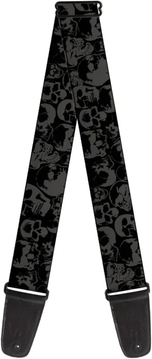 Buckle-Down Guitar Strap Skull Pile Black Gray 2 Inches Wide