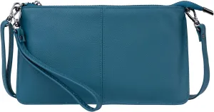 Bveyzi Genuine Leather Wristlet Purses for Women, Envelope Clutch Wallet Small Crossbody Bags for Dressy Evening