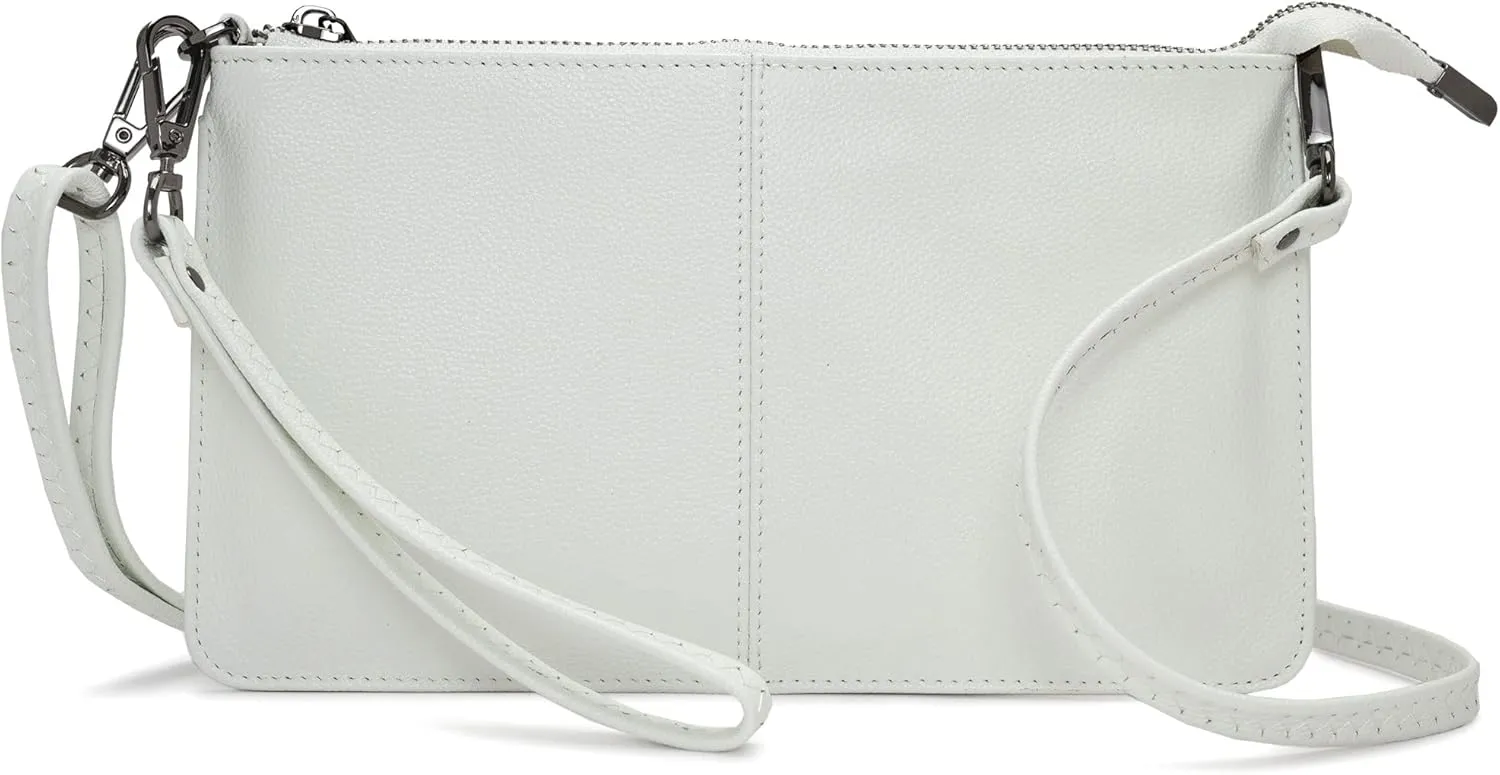Bveyzi Genuine Leather Wristlet Purses for Women, Envelope Clutch Wallet Small Crossbody Bags for Dressy Evening