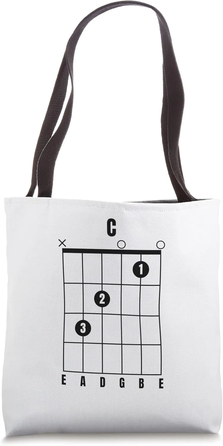C Major Guitar Chord Music Instrument TAB Guitarist Tote Bag