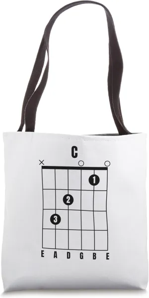 C Major Guitar Chord Music Instrument TAB Guitarist Tote Bag