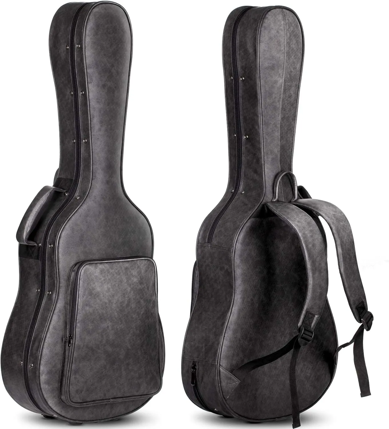CAHAYA Acoustic Guitar Case Waterproof Hardshell 0.8in Thick Padding Waterproof PU Design Easy Cleaning with 3 Pockets and Storage Box Inside Guitar Hard Case for 40 inch Acoustic Guitar