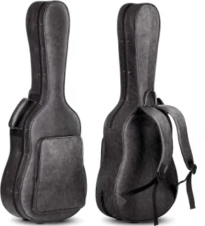 CAHAYA Acoustic Guitar Case Waterproof Hardshell 0.8in Thick Padding Waterproof PU Design Easy Cleaning with 3 Pockets and Storage Box Inside Guitar Hard Case for 40 inch Acoustic Guitar