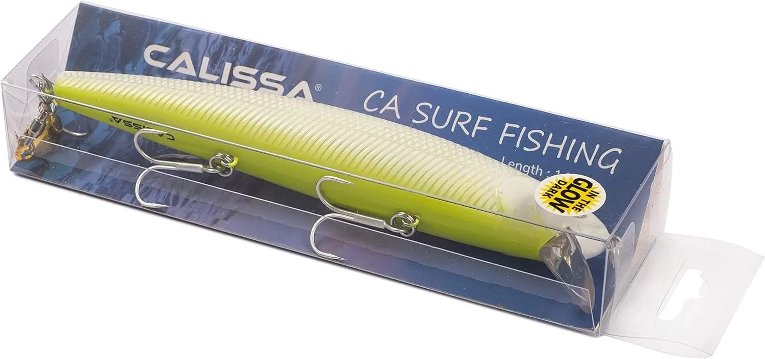 Calissa Offshore Tackle 110mm and 140mm California Inshore Fishing - Special Jerkbait Crankbait Surf Flash Fishing Salt Pro Lure Minnow Zebra MS Metallic Sardine Glow