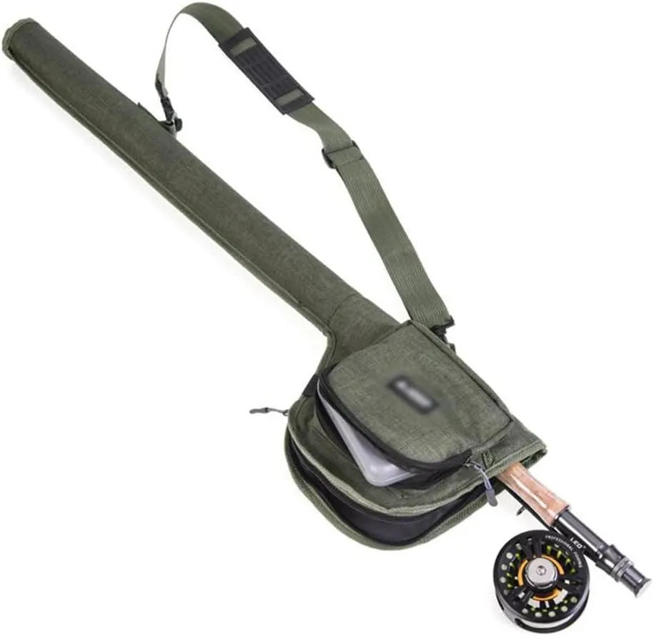 Canvas Fishing Bag for Fly Rod and Reel Combo Set Fishing Rod Reel Shoulder Bag