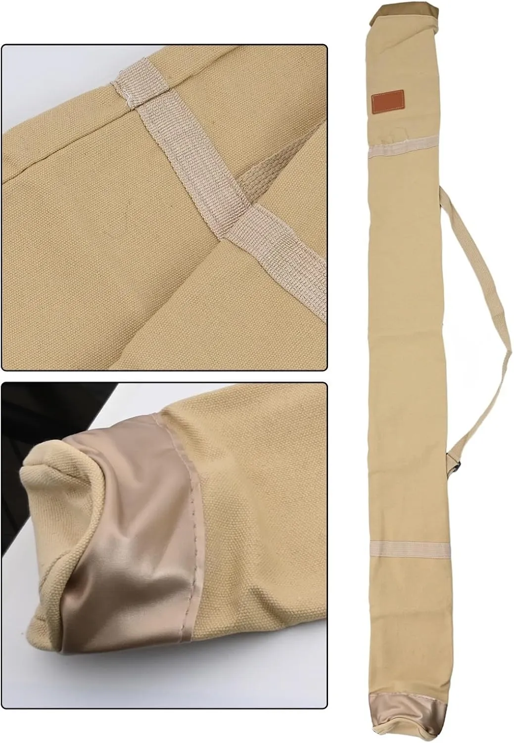Canvas Fishing Gear Organizer Bag Telescopic Strap Rod Umbrella Storage Case Spring Lock Non-Slip Base Blue Yellow(1.3metre Yellow)