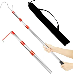 Cargo Grabber Reach Retriever Tool, Truck Cargo Grabber, 6.3FT Telescoping Pull Pole with 2 Hook, Grabber Reach Tool for Pickup Truck Bed, Heavy Duty Truck Accessories