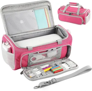Carrying Case Compatible with Cricut Joy Xtra Smart Cutting Machine(13.7''L x 6.2''W x 5.9''H),Protable Storage Bag with Shoulder Strap Fits for Cricut Joy Xtra Accessories,Cricut Tools,Rose Red