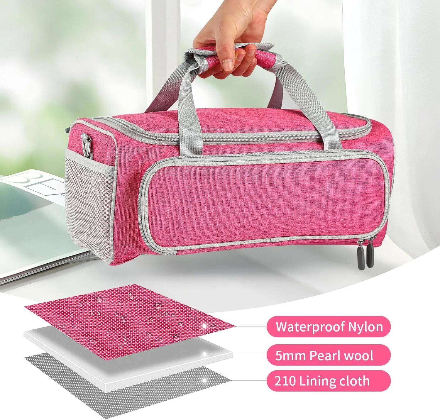 Carrying Case Compatible with Cricut Joy Xtra Smart Cutting Machine(13.7''L x 6.2''W x 5.9''H),Protable Storage Bag with Shoulder Strap Fits for Cricut Joy Xtra Accessories,Cricut Tools,Rose Red
