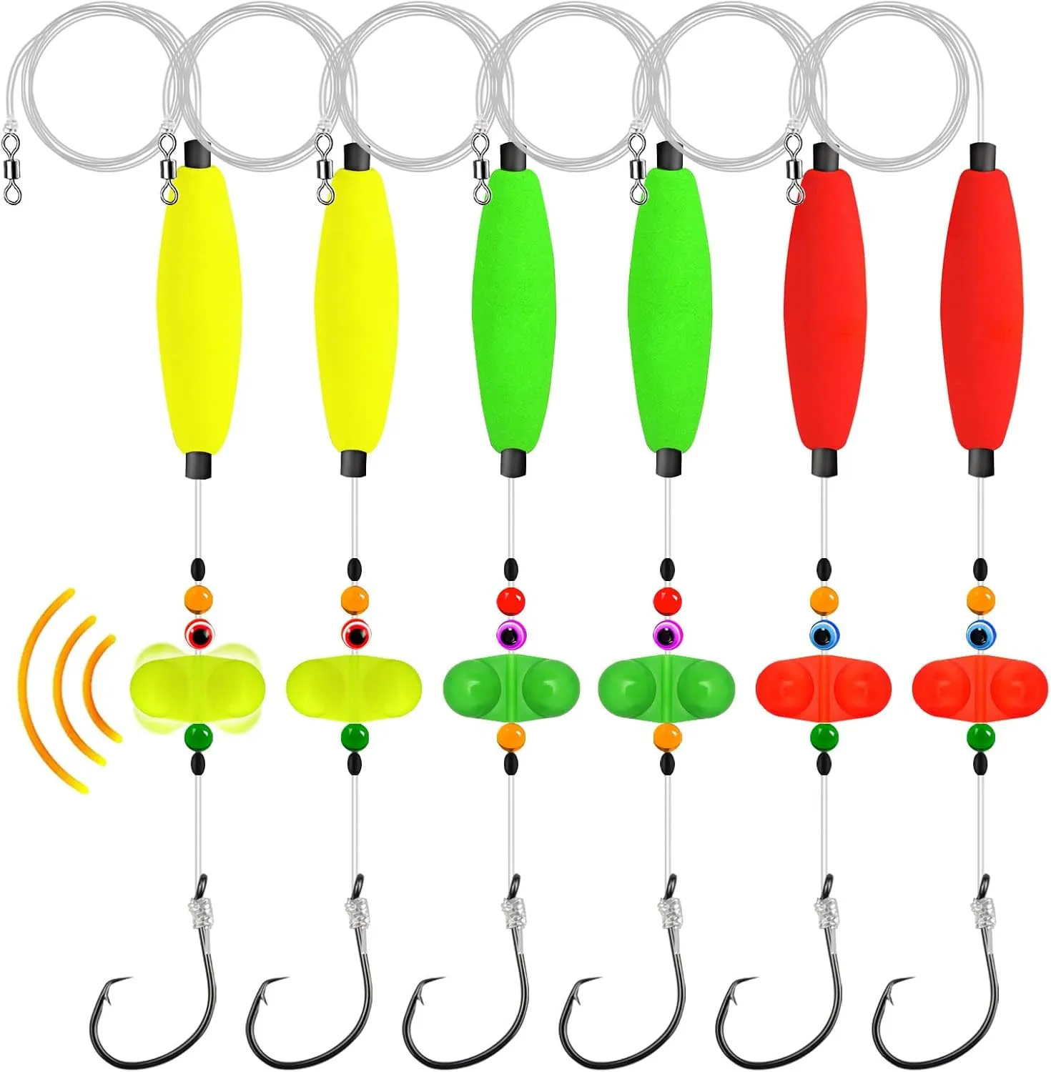 Catfish Rig Catfishing Tackle Floats 6PCS, Catfish Float Rattle Santee Cooper Rig Equipment for Bank Fishing Peg Floats Bait Rigs