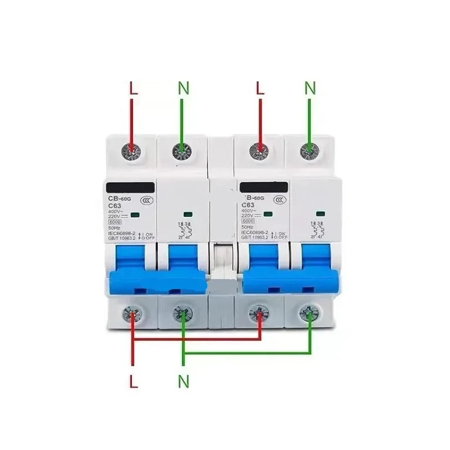 CB-60A DC Electric Solar Energy Dual Power Manual Transfer Switch Circuit Breaker AC 220V 380V 400V MCB 50A 63A(6A)