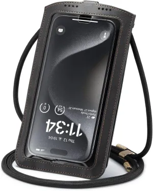 Cell Phone Purse Small Crossbody Phone Bag for Women Men Leather Mini Shoulder Wallet with Strap Lanyard Card Holder Slot Pouch Wrist Chain for All Smartphones iPhone 16 for Samsung up to 7.5" Black