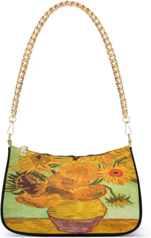Chain Shoulder Bag Hobo Tote Handbag Mini Clutch Purse with Zipper Closure for Women