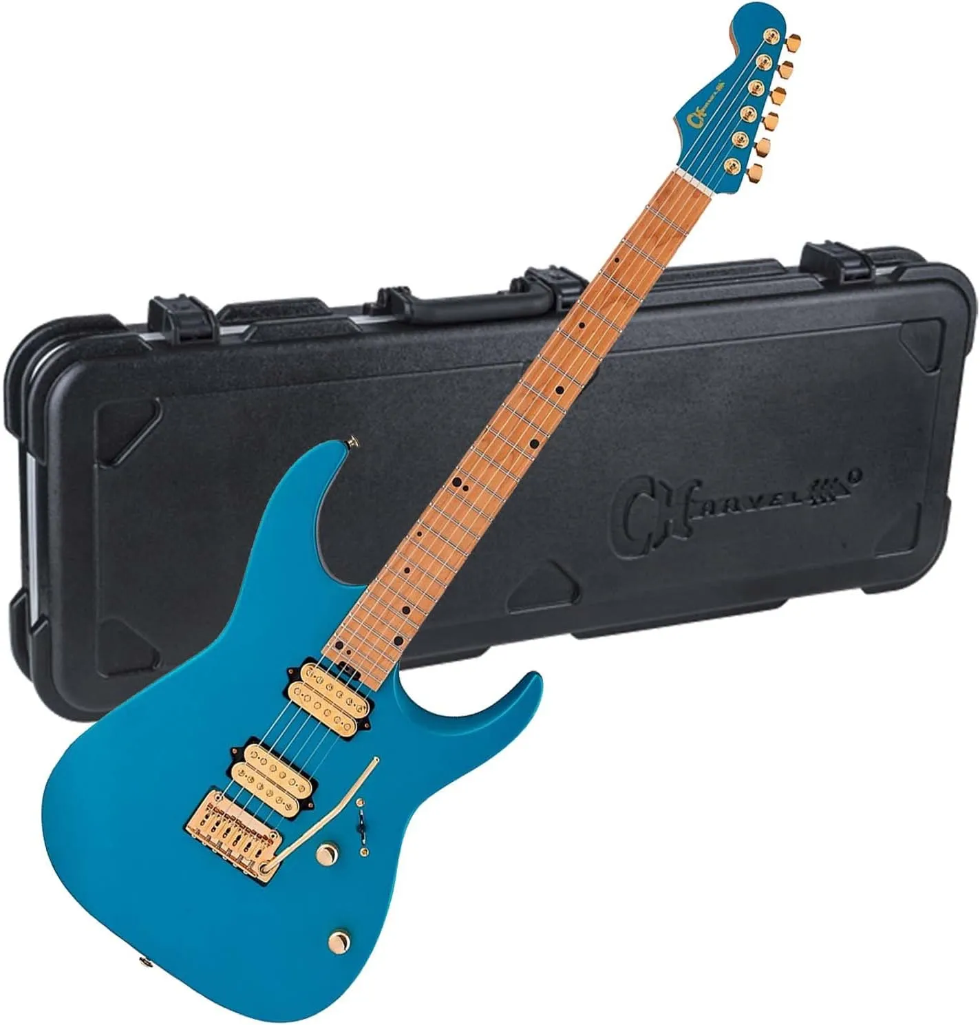 Charvel Angel Vivaldi Signature Pro-Mod DK24-6 Nova – L Aqua Firemist, Charvel Hard-Shell Charvel Guitar Case Black Bundle