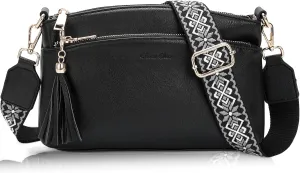 Chase Chic Crossbody Purse for Women, Trendy Vegan Leather Cross Body Bag Lady Small Handbag with Guitar Strap